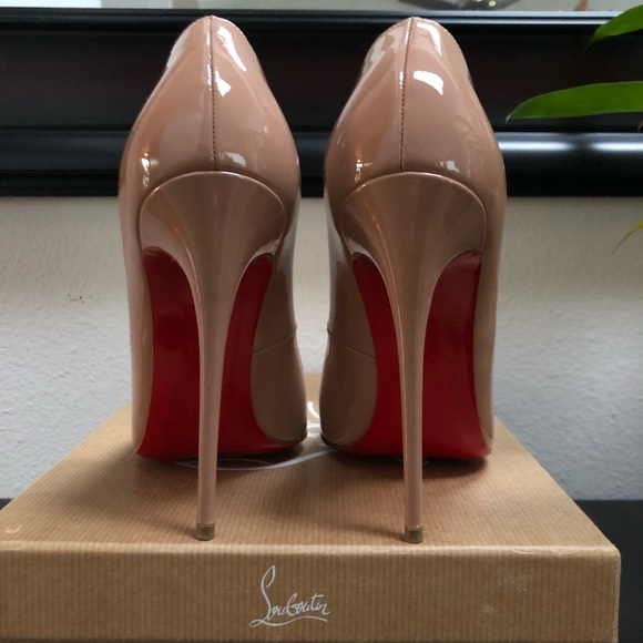 luxury-women-christian-  Christian Louboutin Nude Fifi 120 Round-toe Pumps Heels Size 37 like So Kate